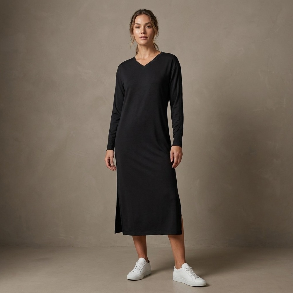 RAG & BONE Women Sweatshirt Dress M Black Cotton Minimalist Streetwear